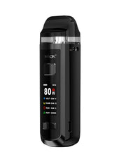SMOK RPM 2S 80W Bright Black mod pod vape kit, TPD compliant e-cigarette with replaceable 18650 battery and refillable pod system.